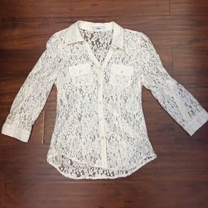 Lace Button Up Shirt. Size Small.