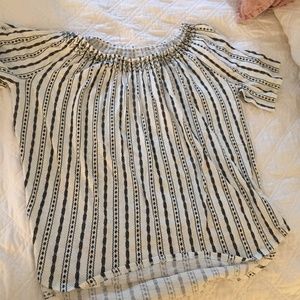 Off-The-Shoulder Tribal Print Top