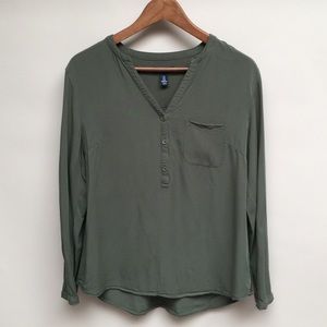GAP OLIVE LONG SLEEVE BLOUSE