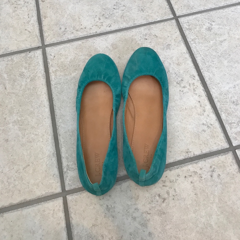 JCrew suede  turquoise ballet flats