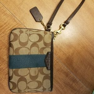 Coach Brown and Teal Wristlet