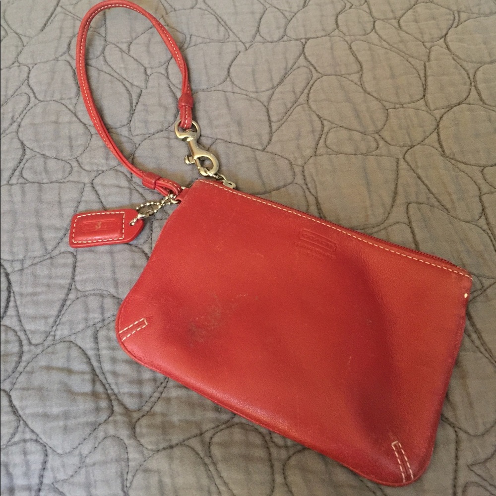 Coach Red Leather Wristlet