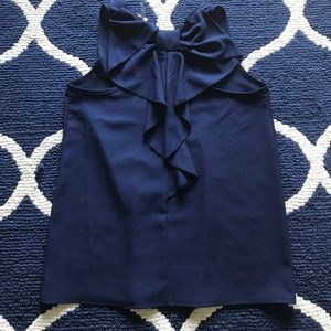 Navy blue blouse with bow detail on back