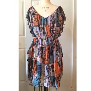 Colorful M60 Miss Sixty Ruffle Chiffon Dress sz 8