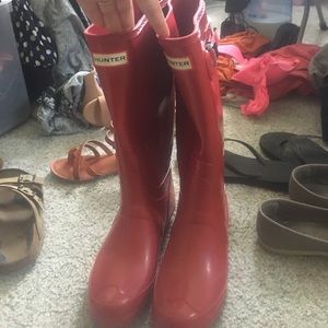 Hunter Tall Rain Boots in Red