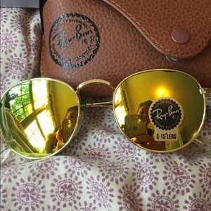 Round Metal Classic Gold Frame Yellow Lense RayBan