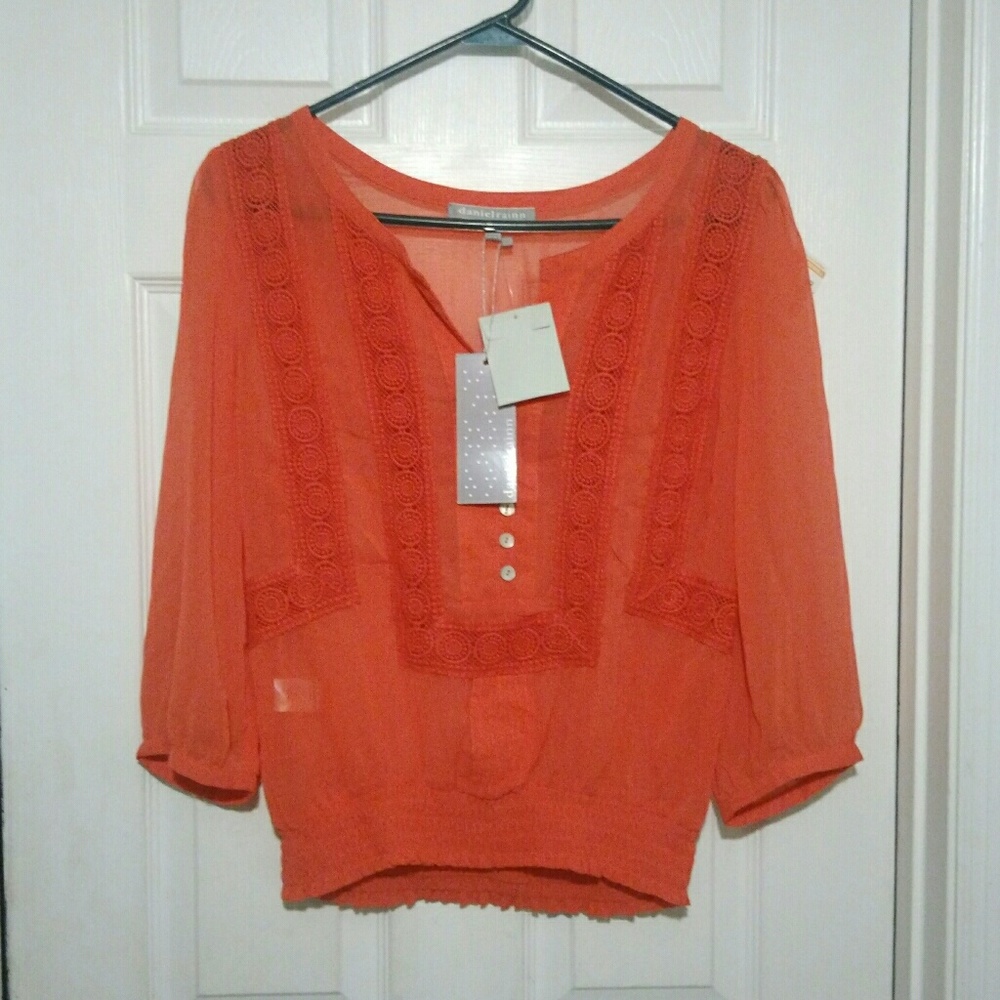 New Daniel Rainn Women's Coral Peasant Top Size S
