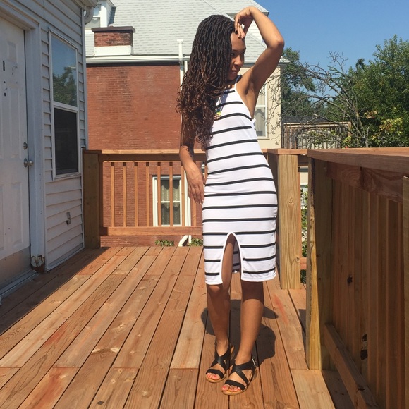 Black and White Striped T Shirt Dress - Picture 5 of 5