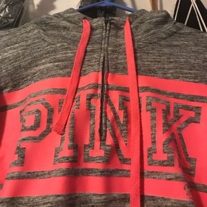 Pink sweatshirt hoodie quarter zip