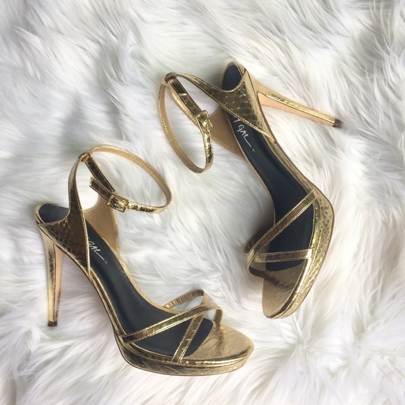 Nasty Gal Shoes - NEW Nasty Gal gold snake strappy heels