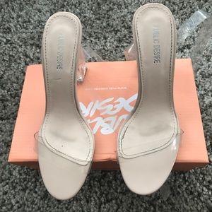 Public desire clear perplex strap heel