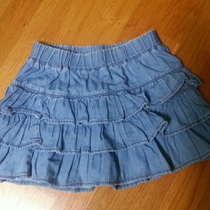 Blue ruffled skirt that looks like denim