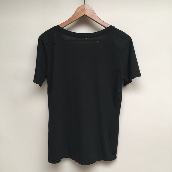 BLACK DISTRESSED SHORT SLEEVE TEE - Picture 2 of 2