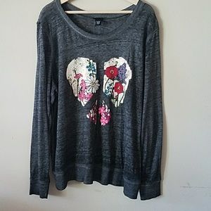 Distressed flower peace sweatshirt