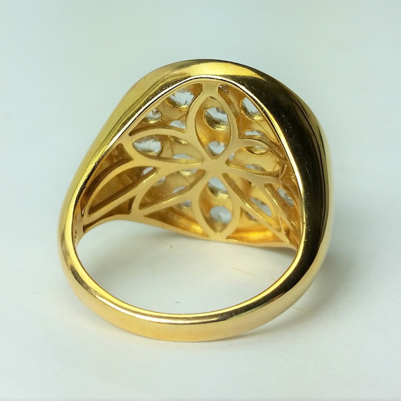 Sparkly White Topaz Gold Vermeil Technibond Ring 9 - Picture 3 of 5