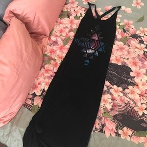 Geometric long black maxi dress