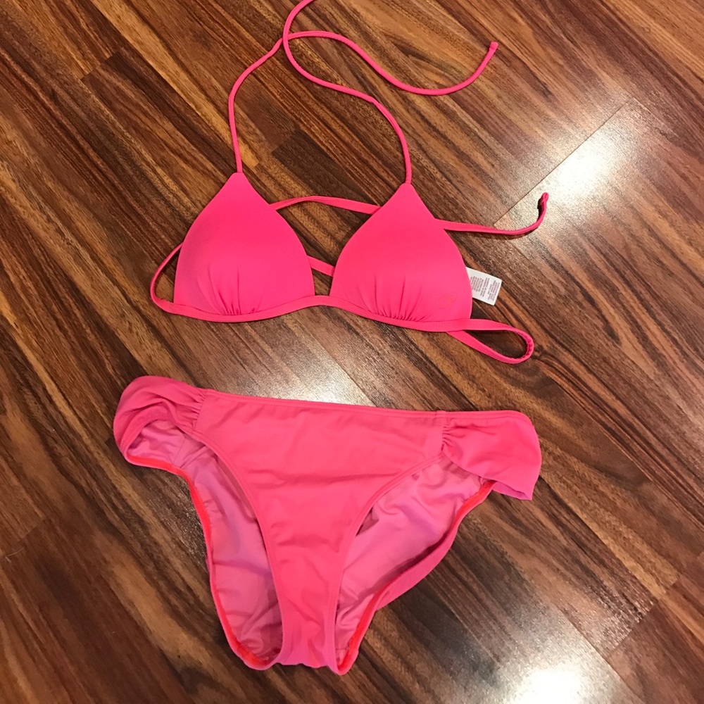 Woman's pink two piece bikini
