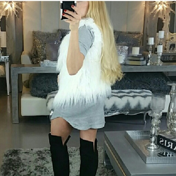 WHITE FAUX FUR VEST s,m,l,xl,xxl - Picture 3 of 4