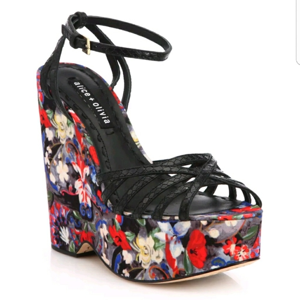 Alice & Olivia Sandals Sarah Leather Floral Print