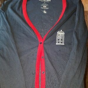 Dr. Who cardigan.  Soft sweatshirt material.