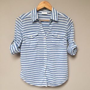 NEW YORK & CO BLUE & WHITE STRIPED TOP