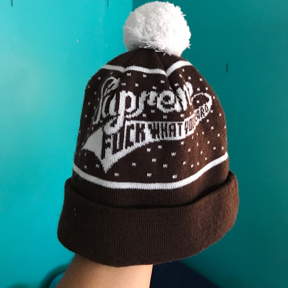 SUPREME | Brown 'F*CK WHAT YOU HEARD' Beanie
