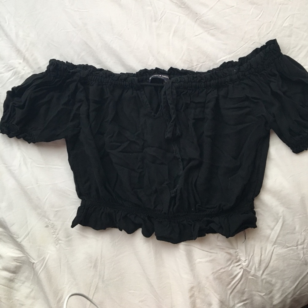 Black off the Shoulder Crop Top