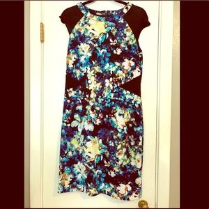 Floral dress with mesh cutouts