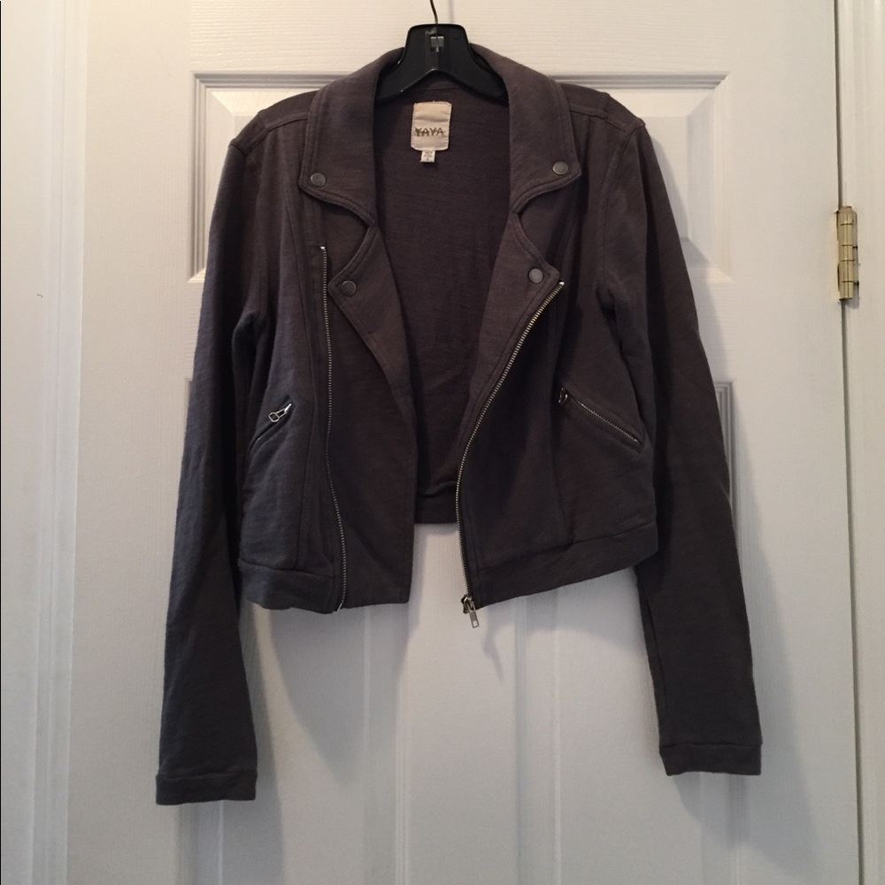 Gray Knit Moto Jacket