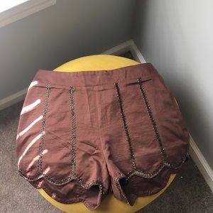 Francesca's Brown Scallop Beaded Shorts