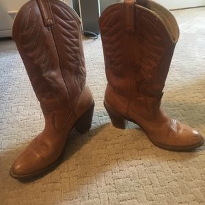 Acme Authentic Brown Leather Cowboy Boots