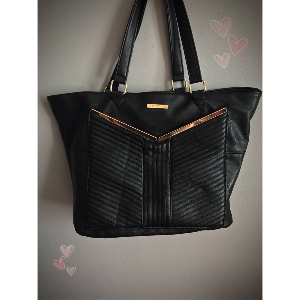‼️ Gold/Blk Zipper Top Rampage Tote