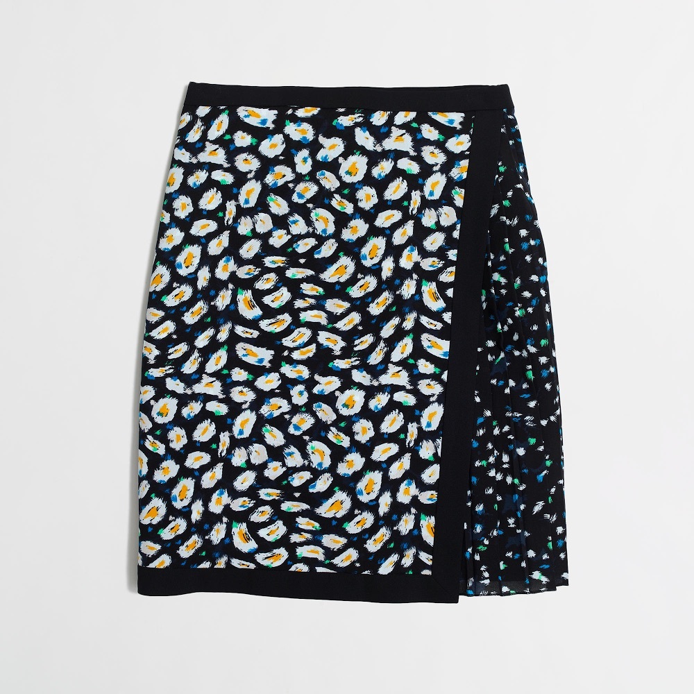 J.Crew abstract print pleated wrap skirt