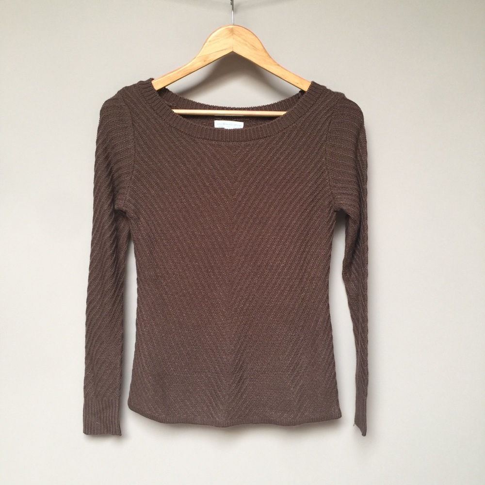 BROWN CABLE KNIT SWEATER TOP