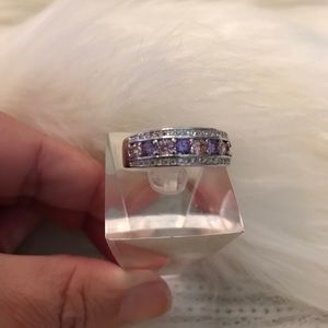 Sterling Silver Ladies Pink & Purple Stone Ring