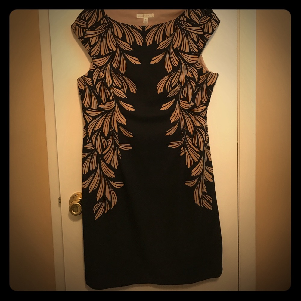 London Times Tan Pattern Classic Dress