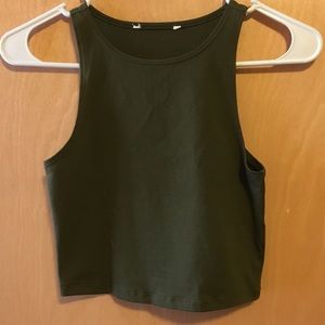 Olive Green Fitted Crop Top