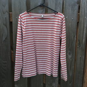 J. Crew red and tan stripe boatneck long sleeve L