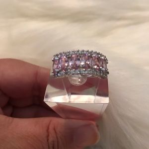 Sterling Silver Ladies Pink Stone CZ Ring