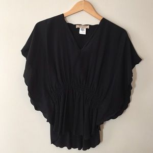 See by Chloe silk bat-wing top with scallop detail