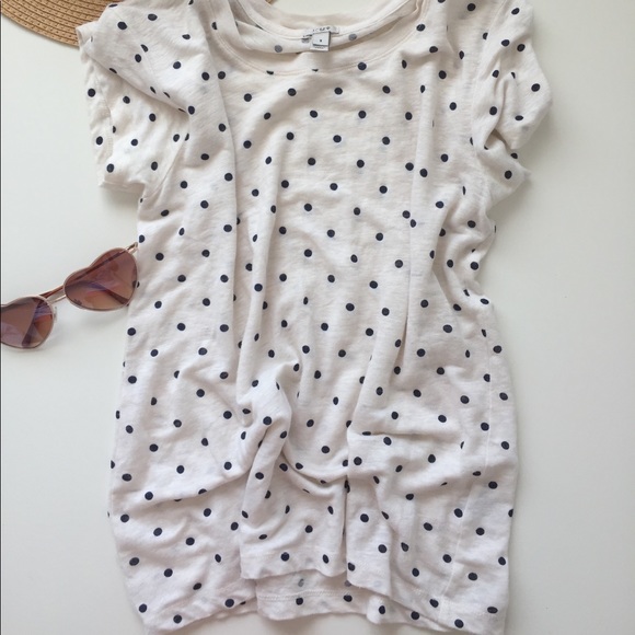J. Crew Tops - J.Crew white polka dots shirt
