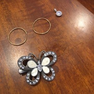 Butterfly hair clip pendant earrings bundle