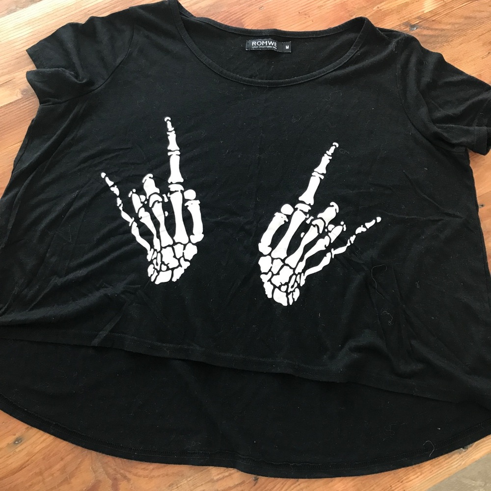 Romwe Skeleton Crop Top