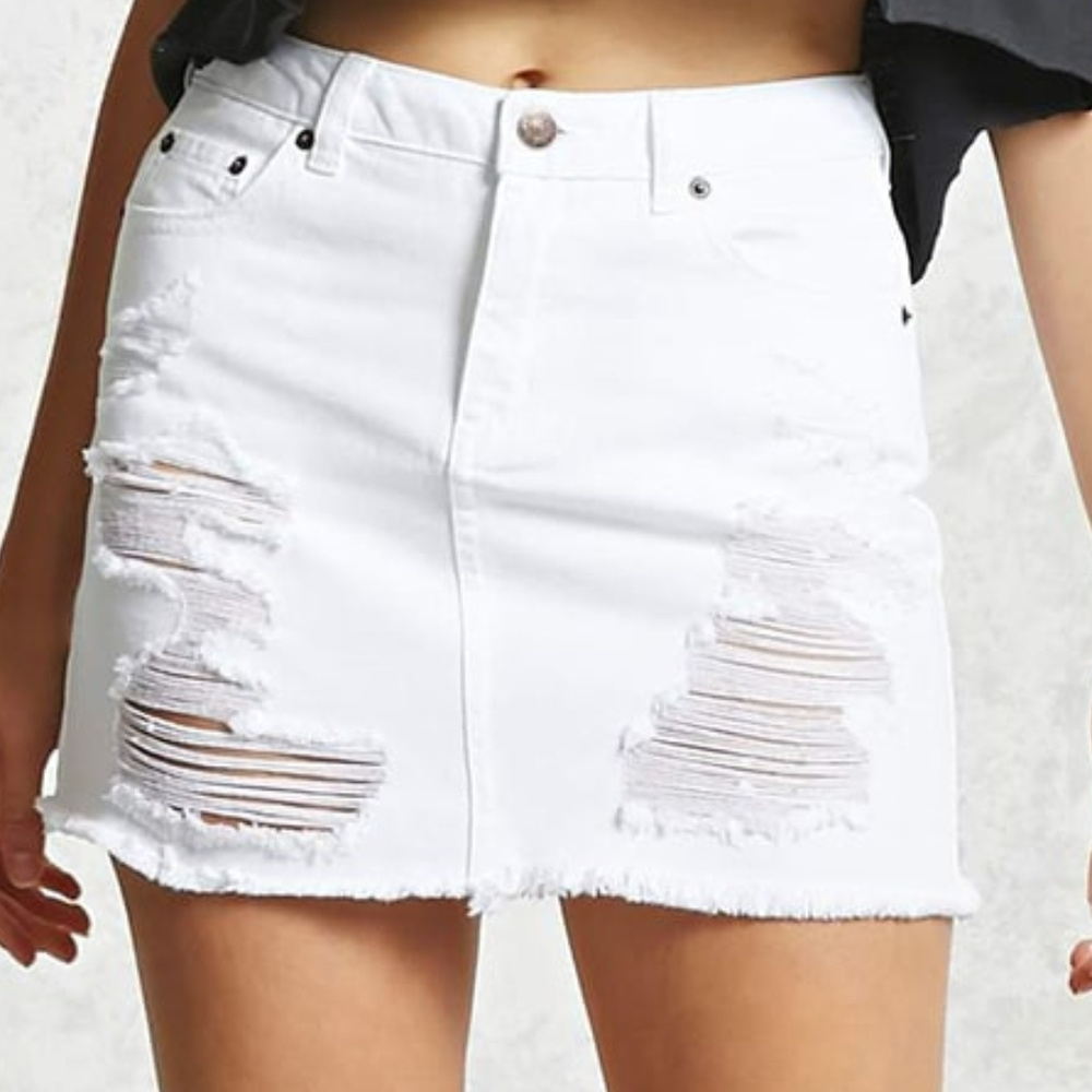 BNWT Forever 21 Distressed Denim Mini Skirt