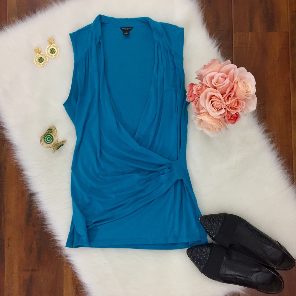 Ann Taylor Sleeveless Turquoise Top