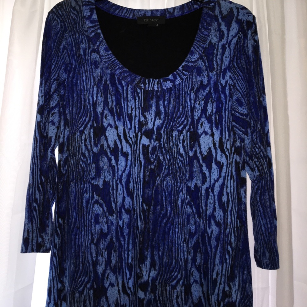 Multi print blue long sleeved dress