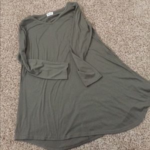 Army green long sleeve t-shirt dress w plaid scarf