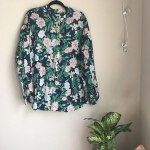 Long sleeve tropical floral button down