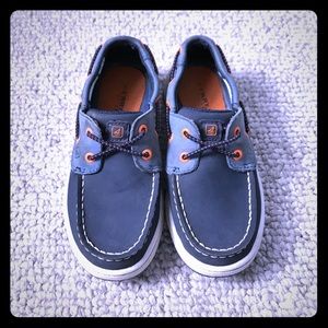 Sperry boys size 11, blue w/orange details