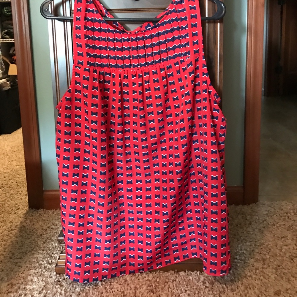 Red with navy bows tank